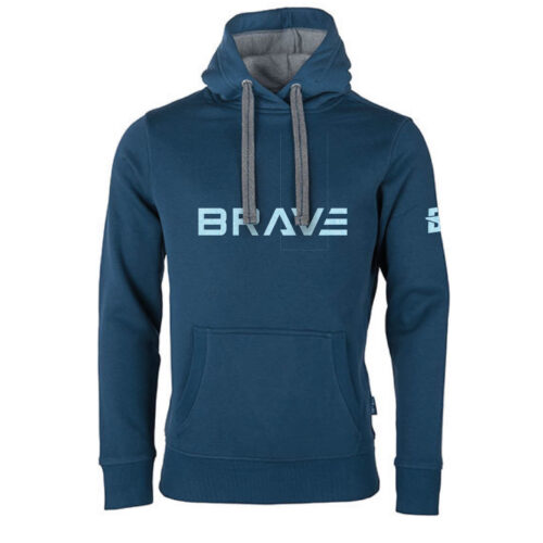 H5 Brave Hoodie DENIM BLUE Flock Sky Blue Print "Brave"