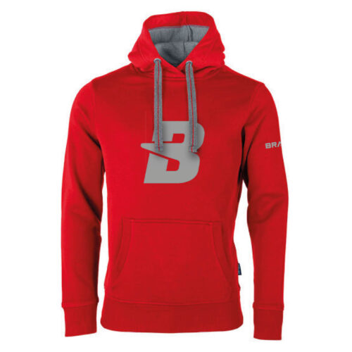 H10 Brave Hoodie Red Flock Grey Print "B"